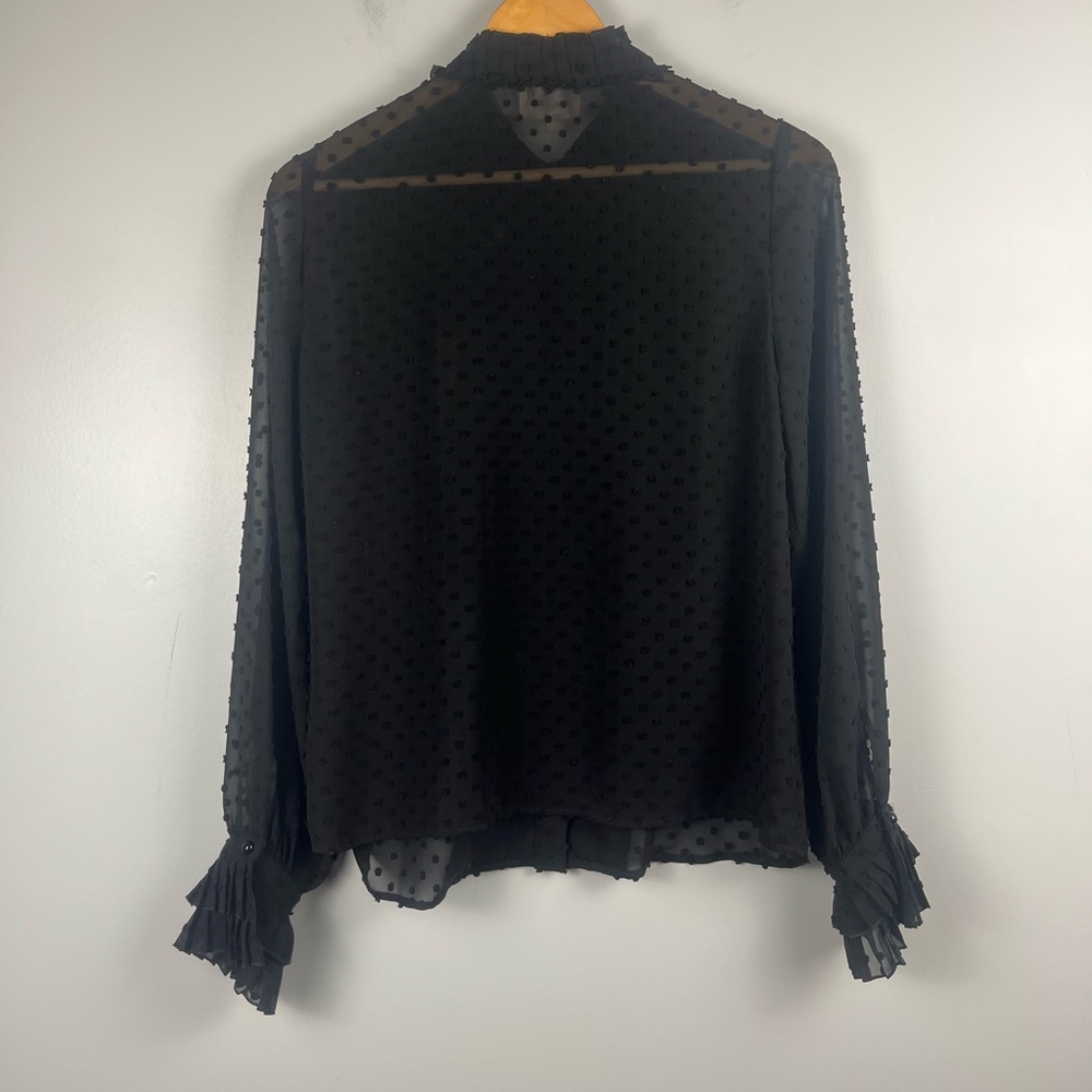 Sezane DANY SHIRT ruffle sheer black blouse size 36/S - Picture 8 of 8